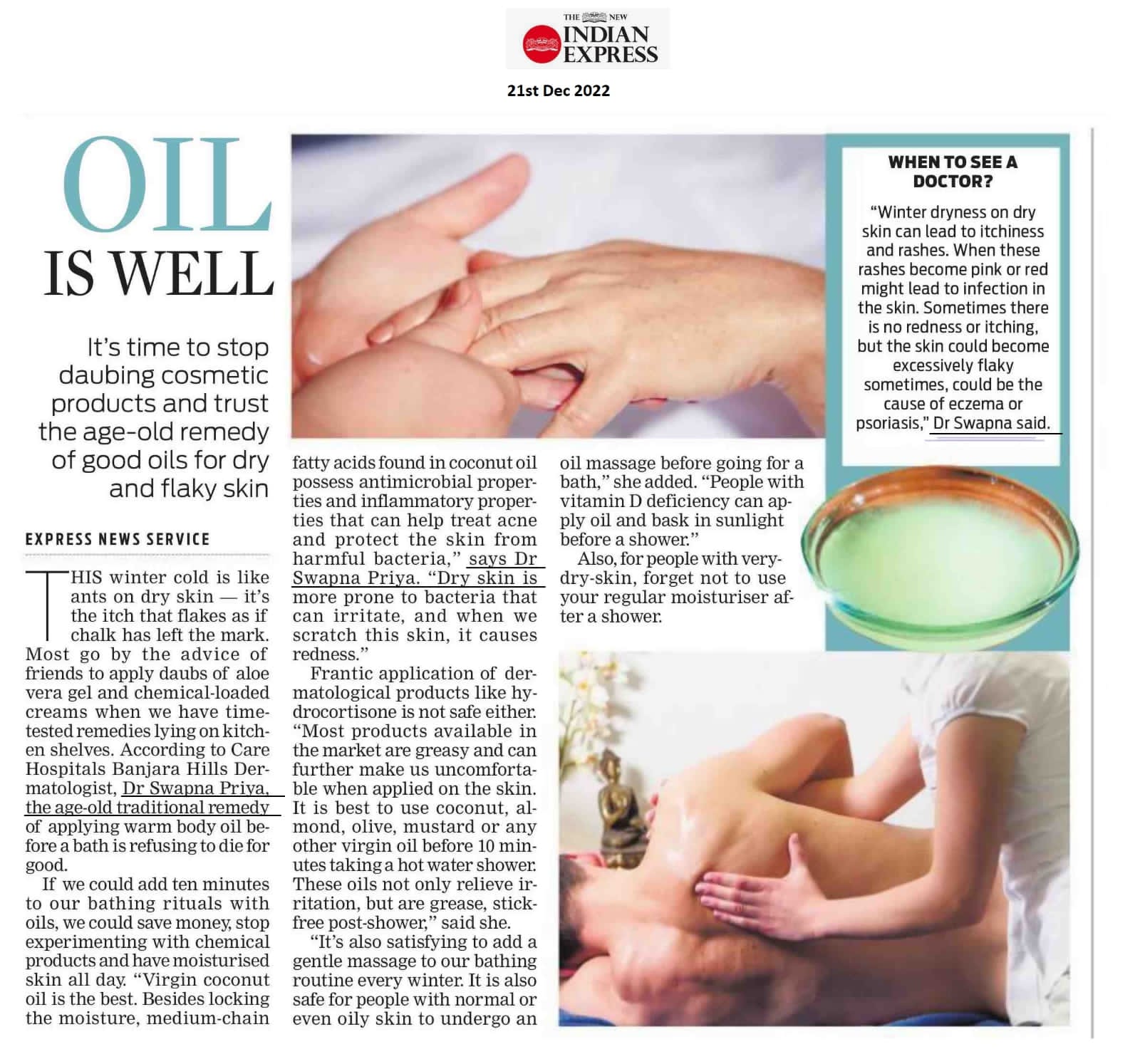 Oil is Well by Dr Swapna Priya, CARE Hospitals, Banjara Hills